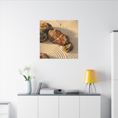 Kanso Rock Garden Canvas Art - Kintsugi Crackle Gold