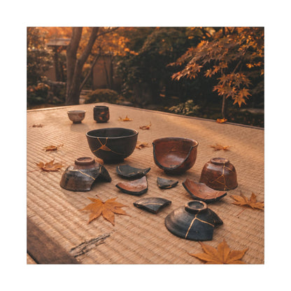 Golden Hour Tea Ceremony Canvas Art - Kintsugi Shibui