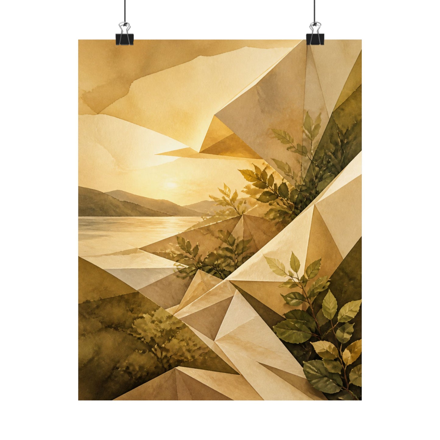 Golden Hour Paper Fold Wall Art Print - Japandi Ma