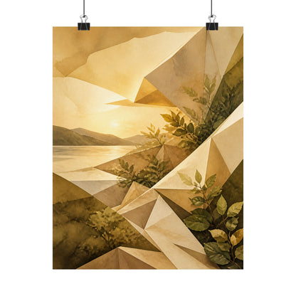 Golden Hour Paper Fold Wall Art Print - Japandi Ma