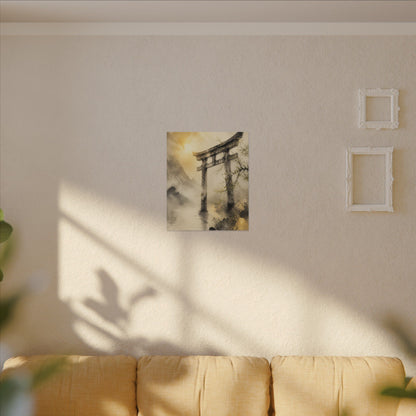 Spring Torii Gate Sumi E Canvas Art | Tranquil Decor