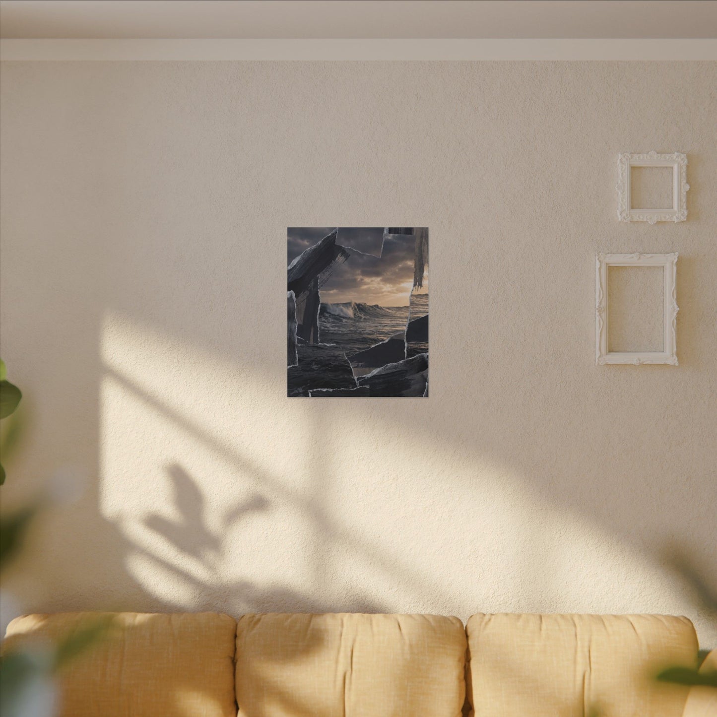 Fukinsei Ocean Wave Canvas Art - Dark Japandi Shadow Zen