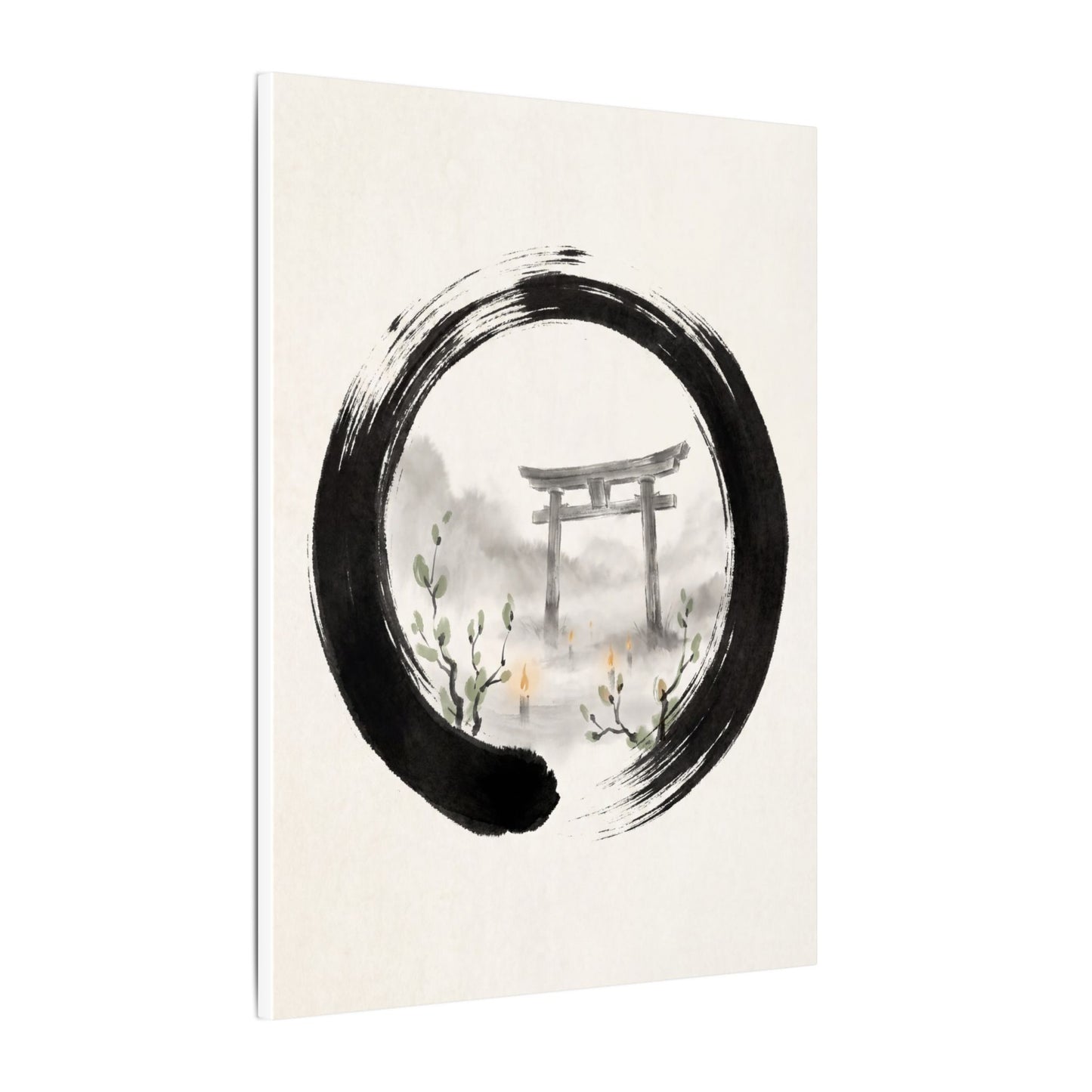 Spring Torii Gate Enso Canvas Art | Tranquil Decor