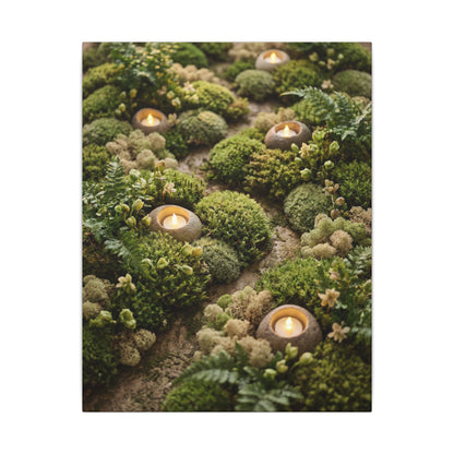 Moss Close Up Japanese Pattern Canvas Art | Neutral Japandi Art