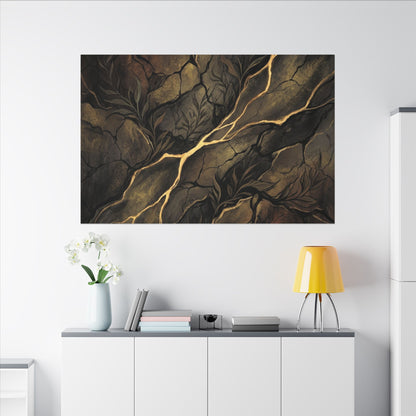 Cracked Earth Charcoal Ink Canvas Art | Bold Dark Japandi Art