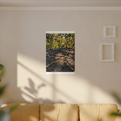 Shibui Cracked Earth Canvas Art - Kintsugi Gold Repair