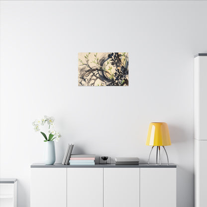 Ma Shadow Play Canvas Art - Dark Japandi Charcoal Ink