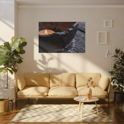 Atmospheric Ceramic Bowl Canvas Art - Moody Minimal Dark Japandi
