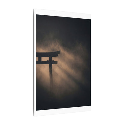 Torii Gate Shadow Zen Canvas Art | Bold Dark Japandi Art