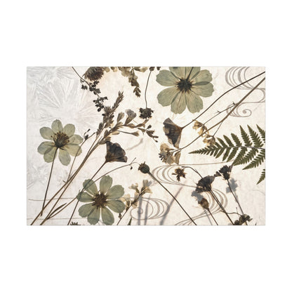 Japandi Dried Flowers in Golden Hour | Japanese Pattern Canvas Art Art Print
