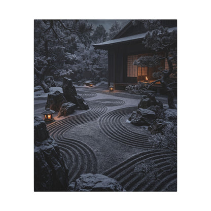 Candlelight Rock Garden Canvas Art - Dark Japandi Fukinsei