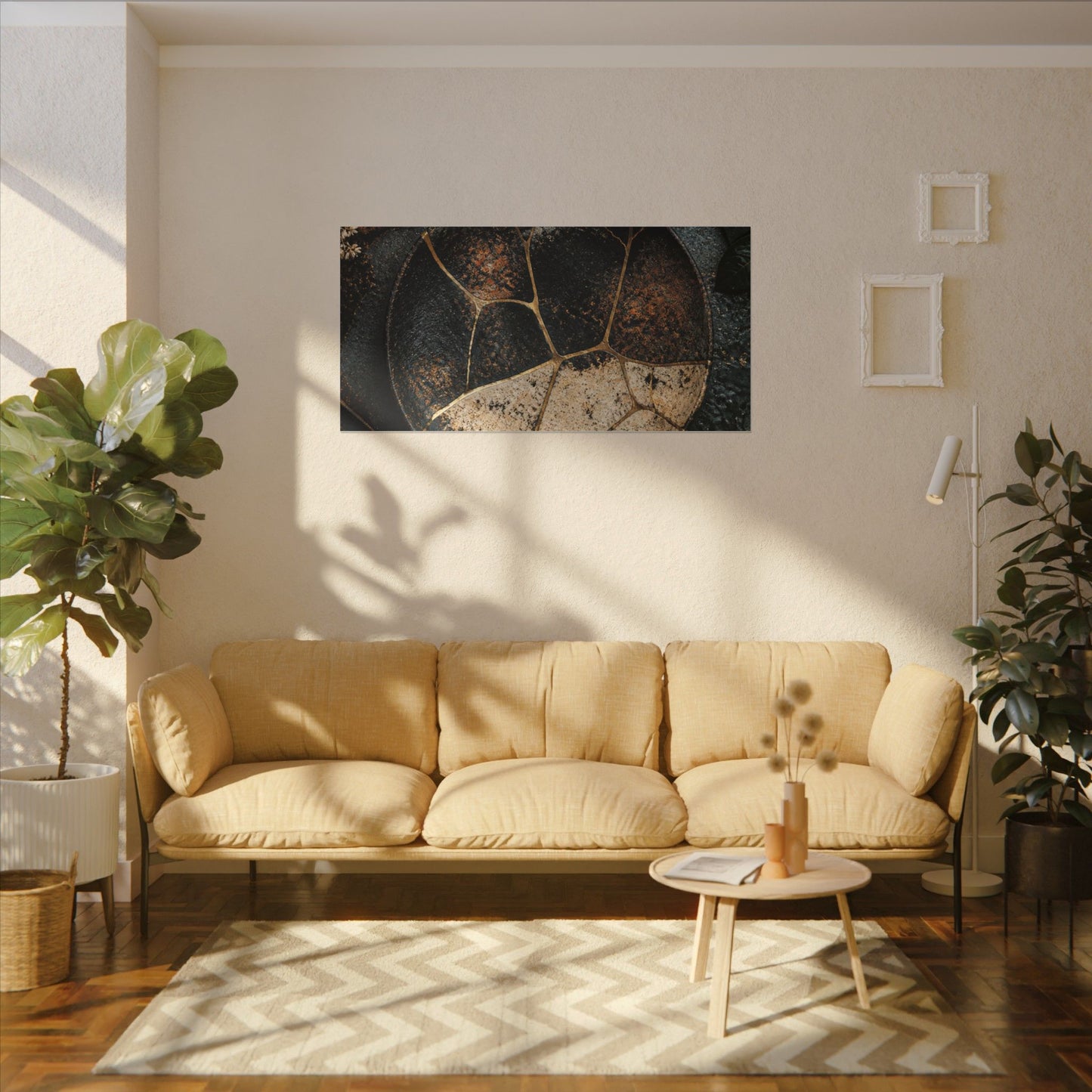 Kintsugi Rust Patina in Dawn | Gold Repair Canvas Art