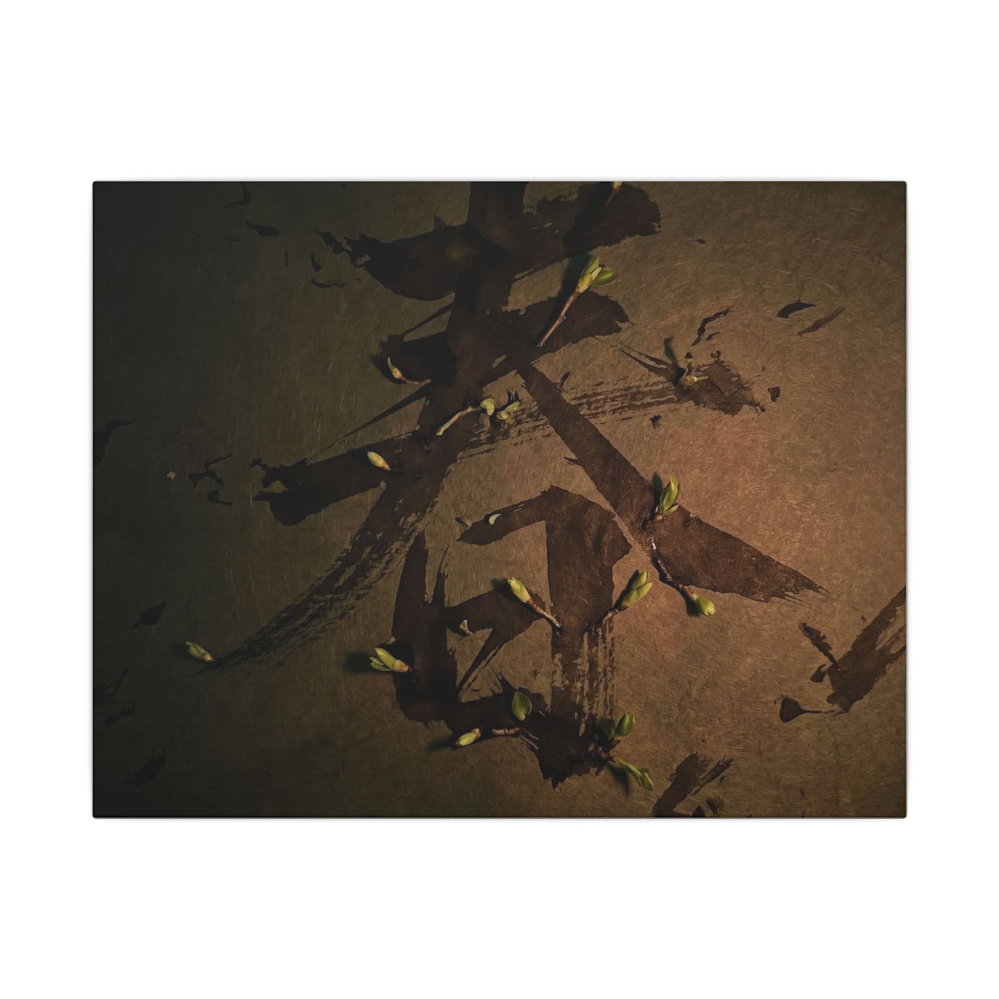 Calligraphy Shadow Zen Canvas Art | Bold Dark Japandi Art Art Print