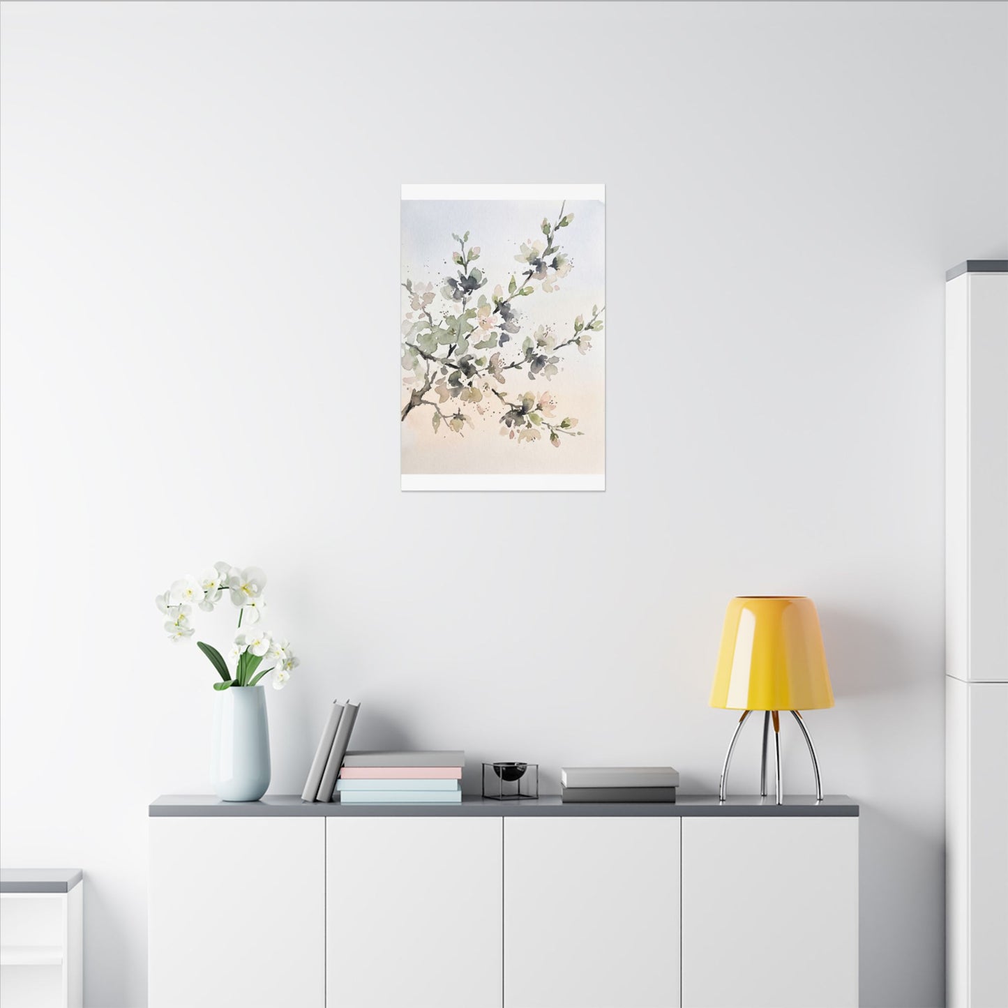 Cherry Blossom Watercolor Canvas Art | Elegant Japandi Art