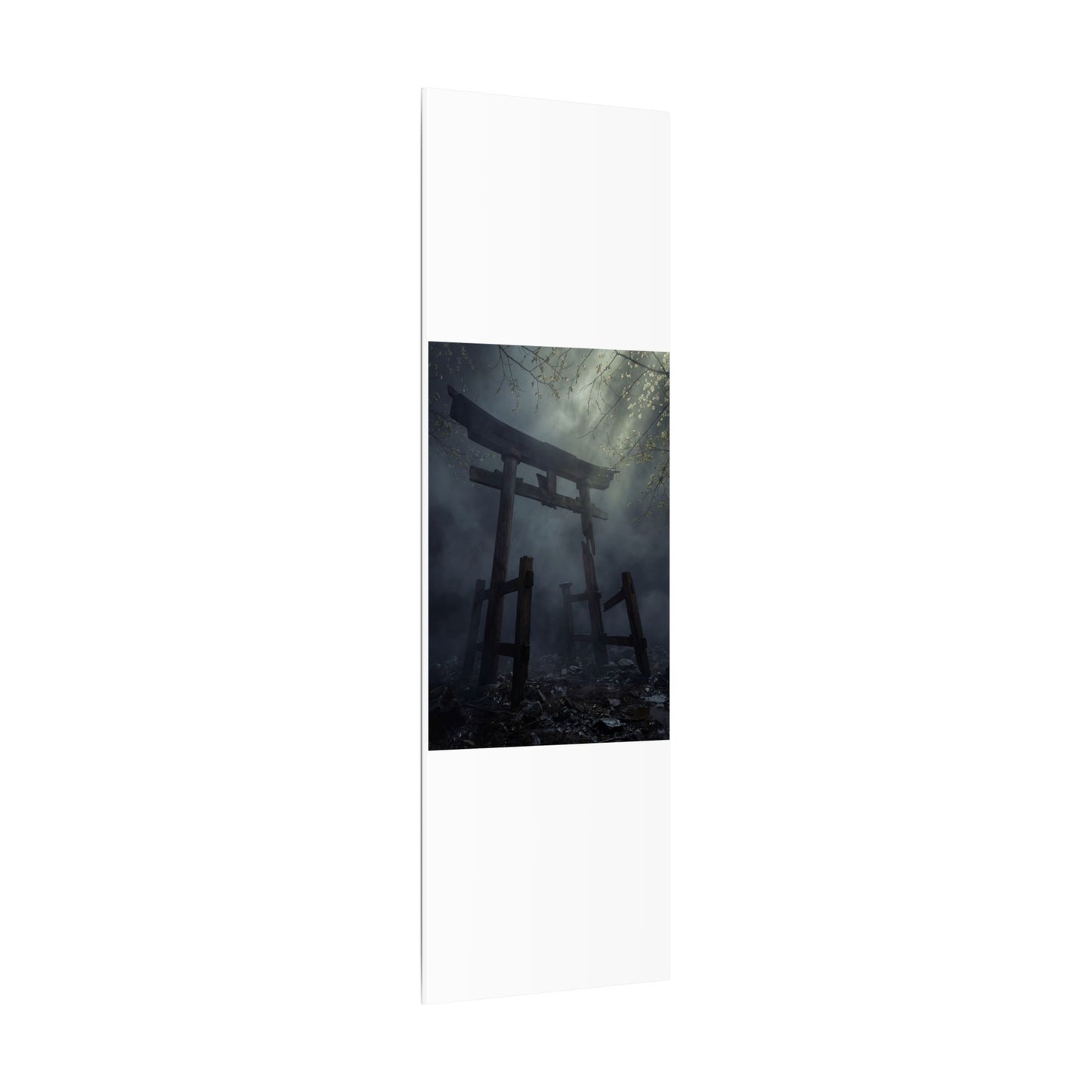 Dark Japandi Torii Gate in Dappled | Moody Minimal Canvas Art