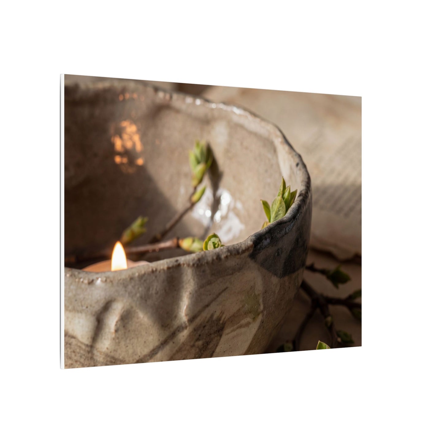 Candlelight Ceramic Bowl Canvas Art - Japandi Ma