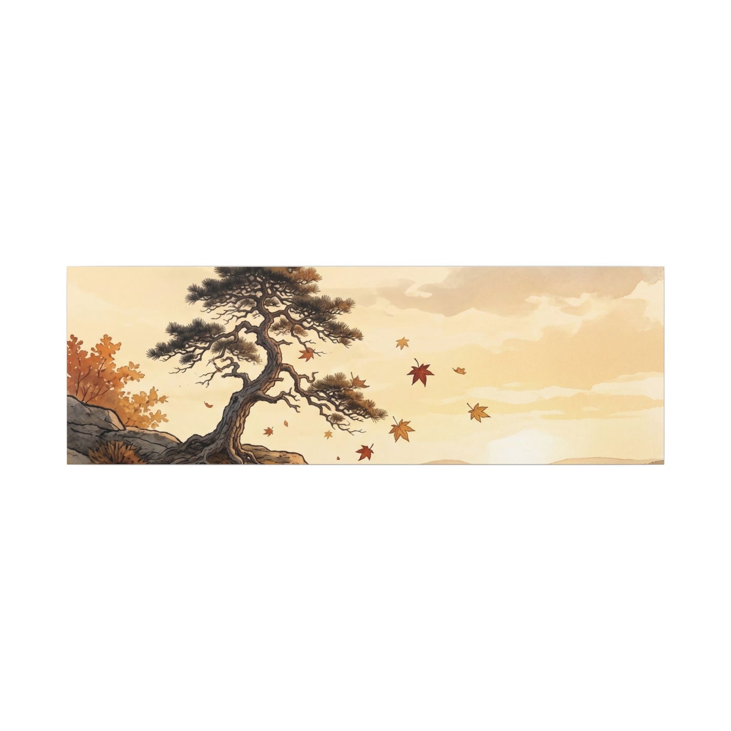 Pine Tree Autumn Canvas Art | Japandi Warm Design