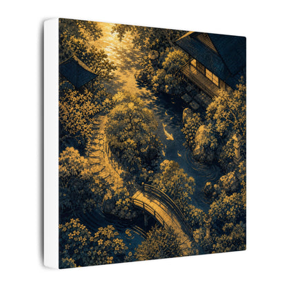 Contemplative Moonlit Garden Canvas Art - Ukiyo E Inspired Zen
