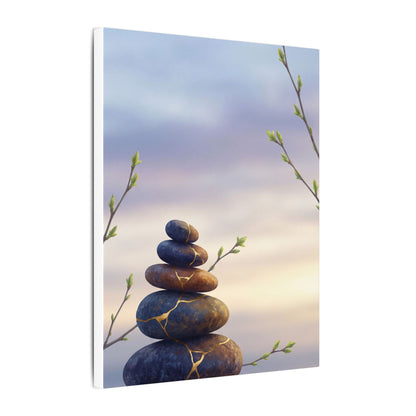 Spring River Stones Gold Vein Canvas Art | Philosophical Decor