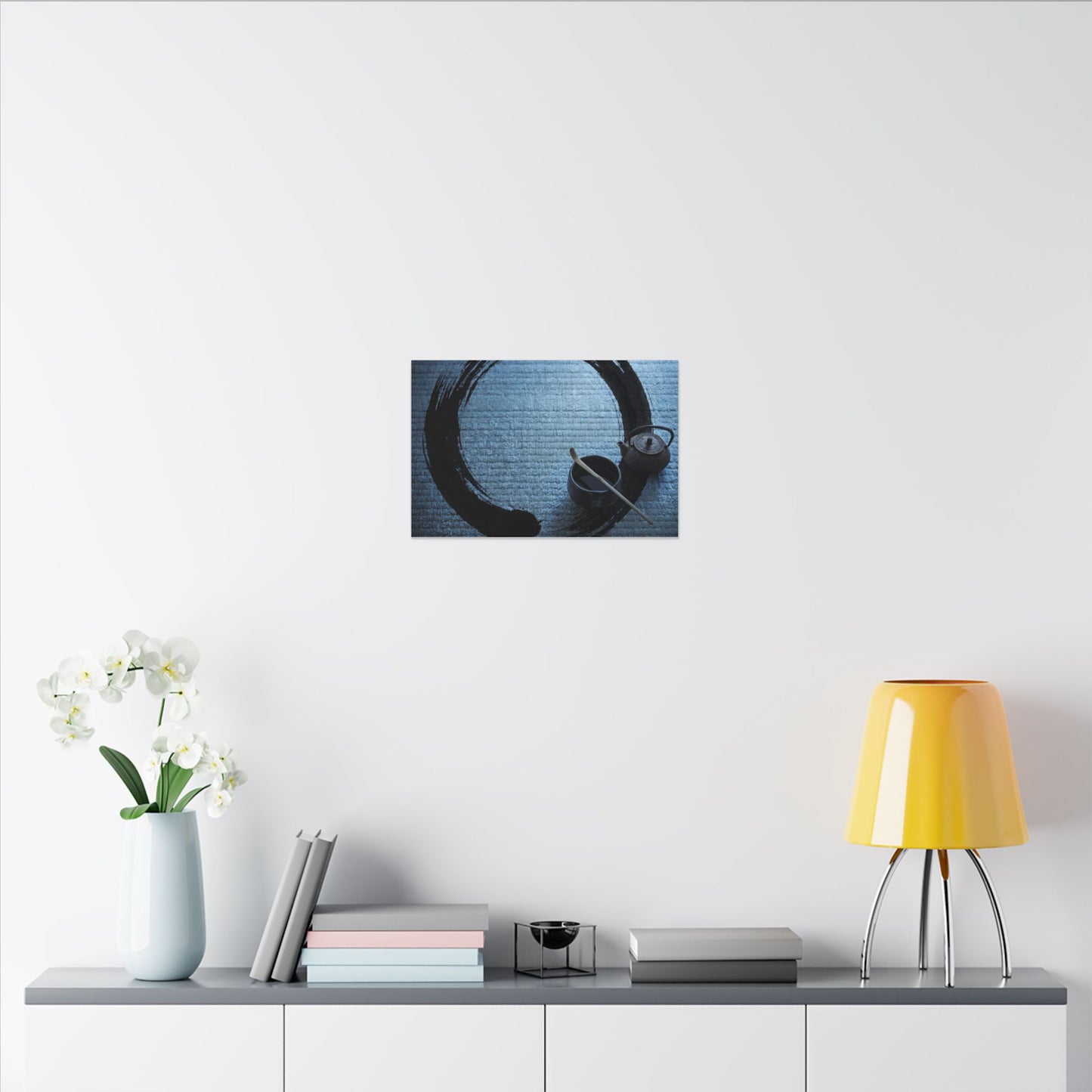 Winter Tea Ceremony Enso Canvas Art | Peaceful Decor