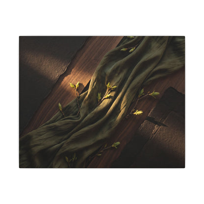 Silk Drape Canvas Art | Spring Dark Japandi Dark Texture Art