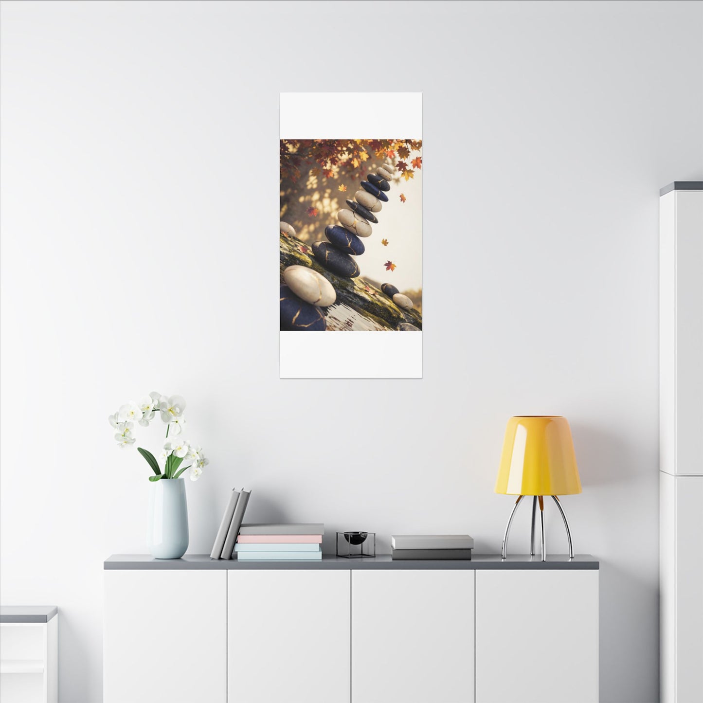 Ma River Stones Canvas Art - Kintsugi Gold Vein