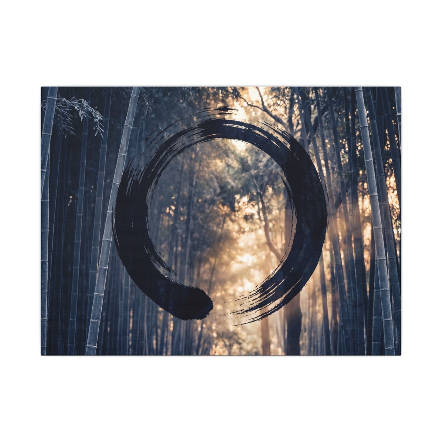 Bamboo Grove Canvas Art | Winter Zen Enso Art Art Print