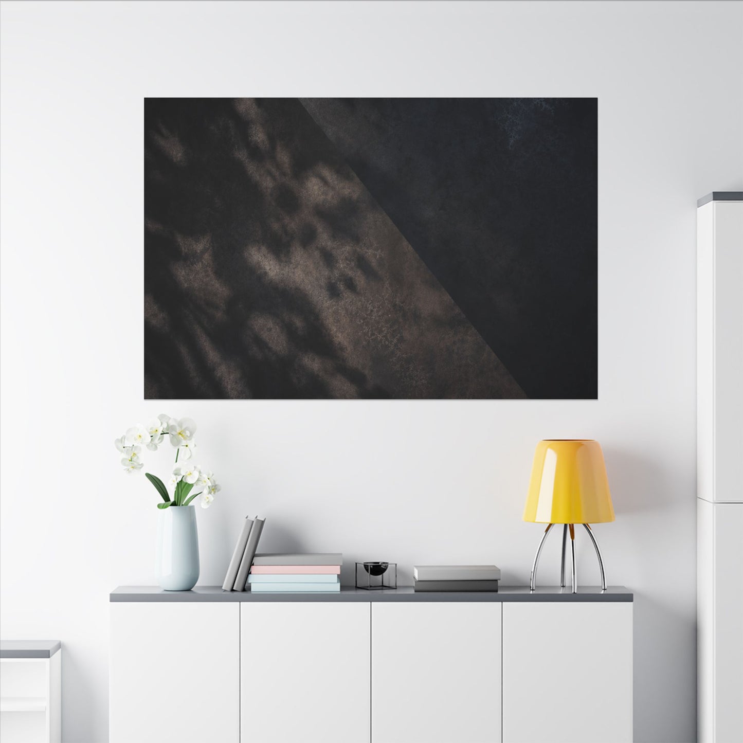 Shadow Play Winter Canvas Art | Dark Japandi Moody Design