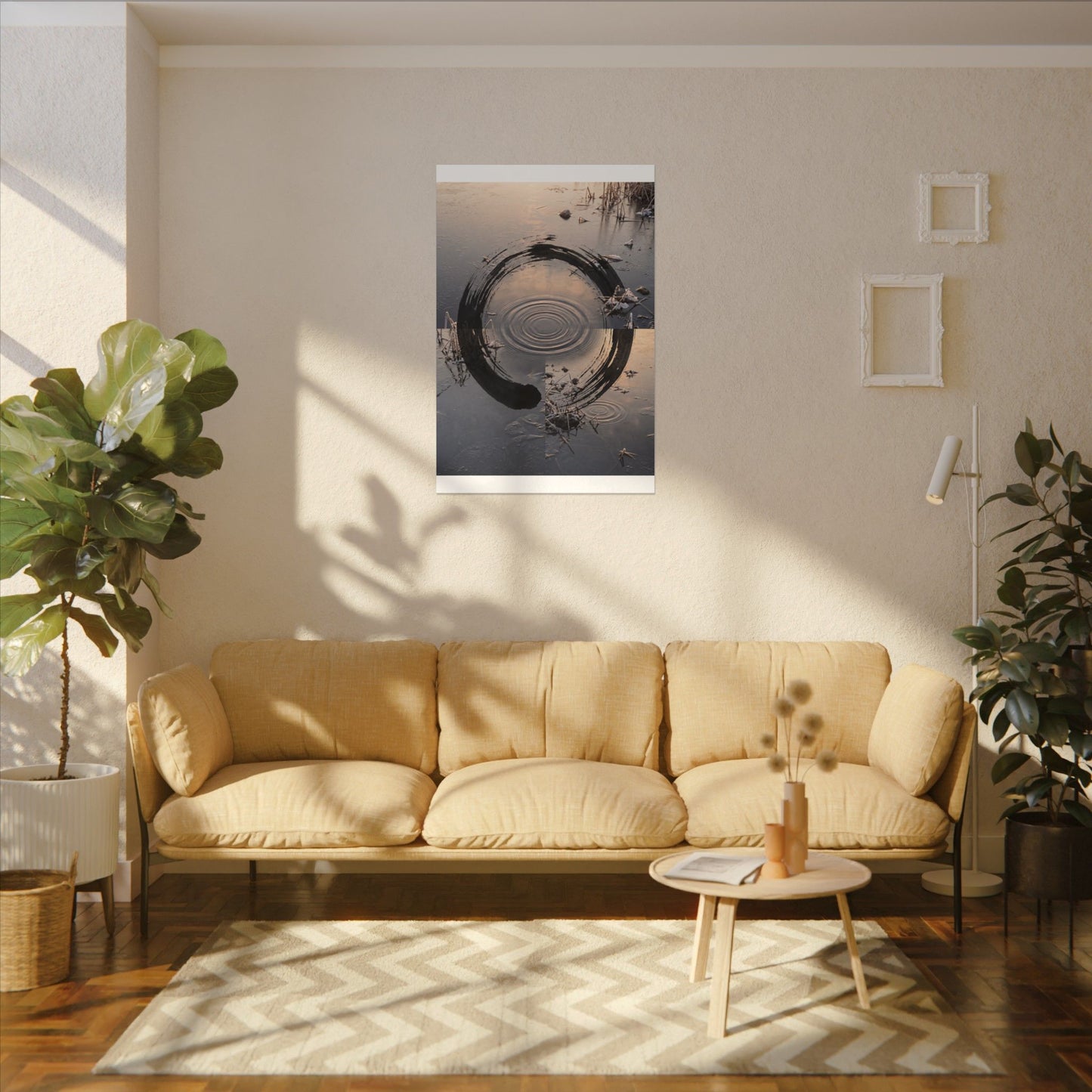 Winter Water Ripple Enso Canvas Art | Tranquil Decor