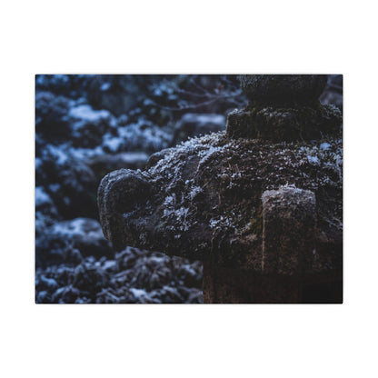 Moody Stone Lantern Canvas Art - Shadow Zen Dark Japandi Art Print