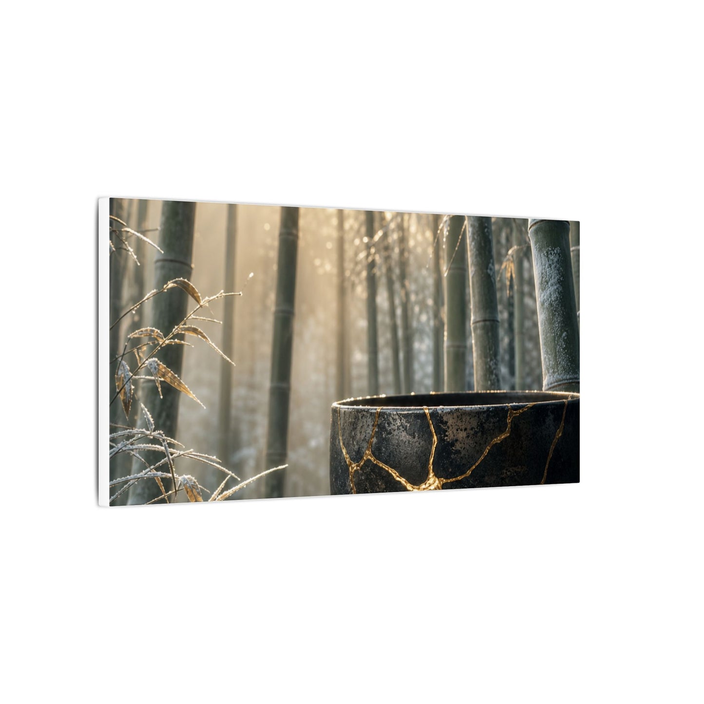 Fukinsei Bamboo Grove Canvas Art - Kintsugi Gold Repair