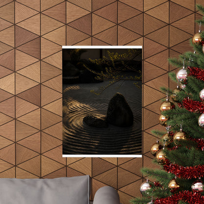 Golden Hour Rock Garden Wall Art Print - Dark Japandi Ma