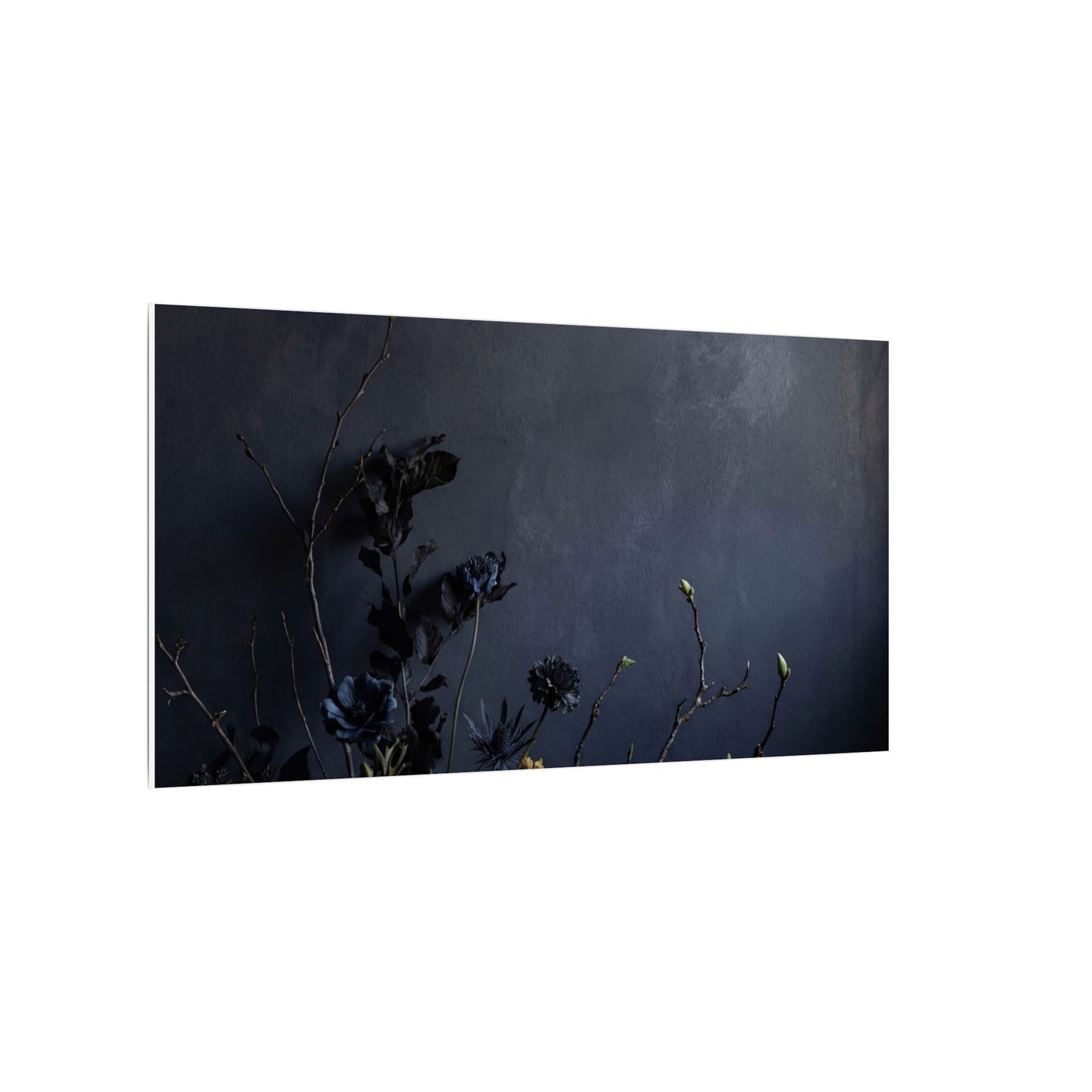 Dried Flowers Spring Canvas Art | Dark Japandi Moody Design