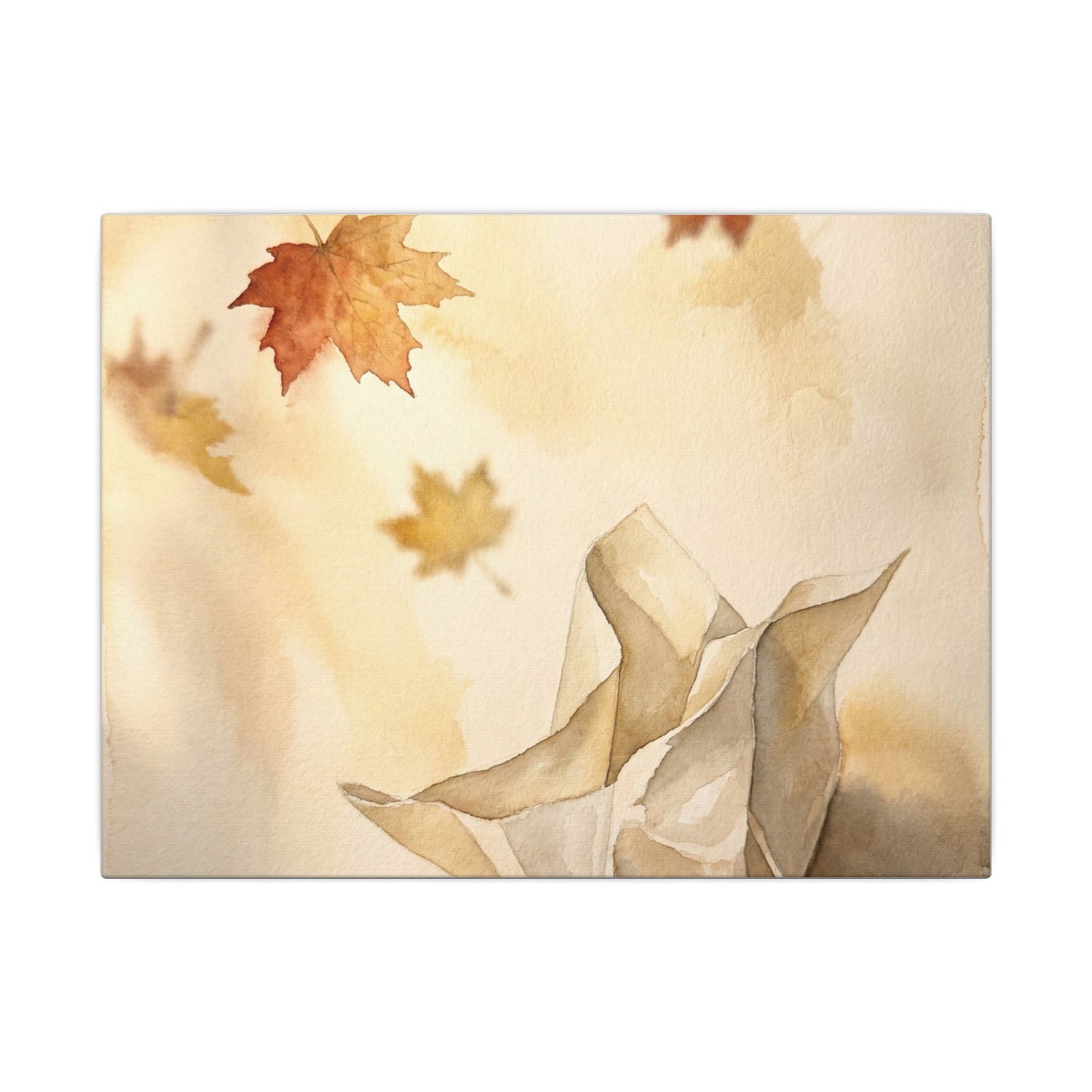 Japandi Paper Fold in Golden Hour | Watercolor Canvas Art Art Print
