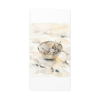 Ceramic Bowl Canvas Art | Winter Japandi Watercolor Art