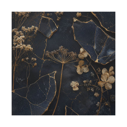Philosophical Dried Flowers Canvas Art - Broken Beauty Kintsugi