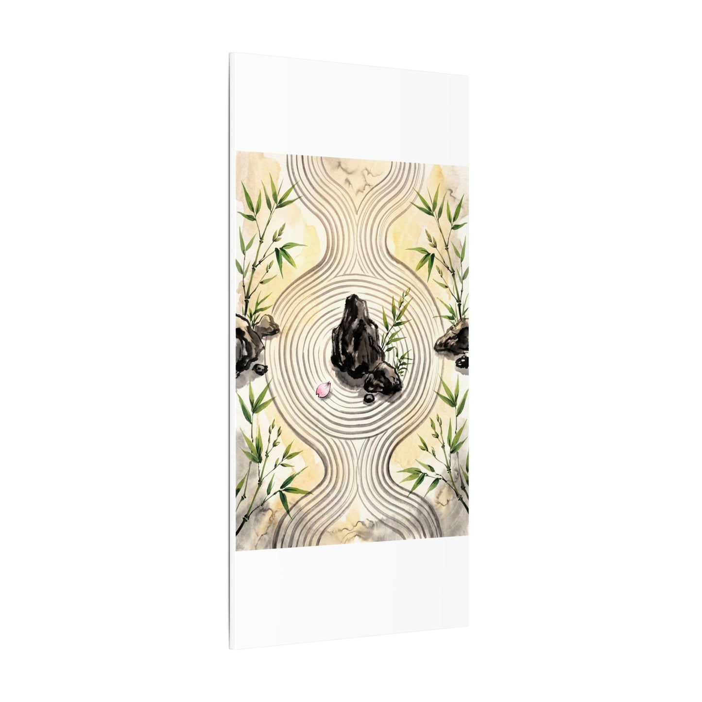 Zen Rock Garden in Golden Hour | Sumi E Canvas Art