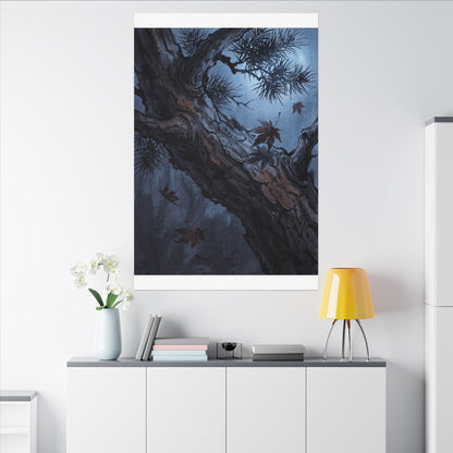 Atmospheric Pine Tree Canvas Art - Shadow Zen Dark Japandi