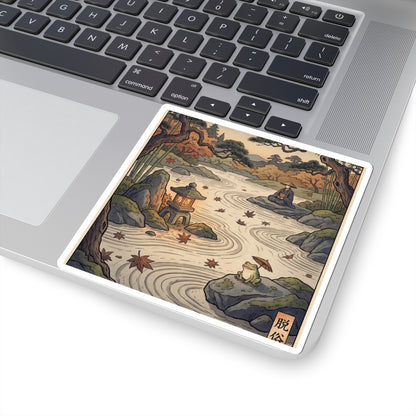 Rock Garden Sticker | Autumn Zen Ukiyo E Inspired Art Art Print