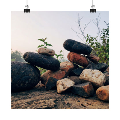 River Stones Spring Wall Art Print | Kintsugi Resilient Design