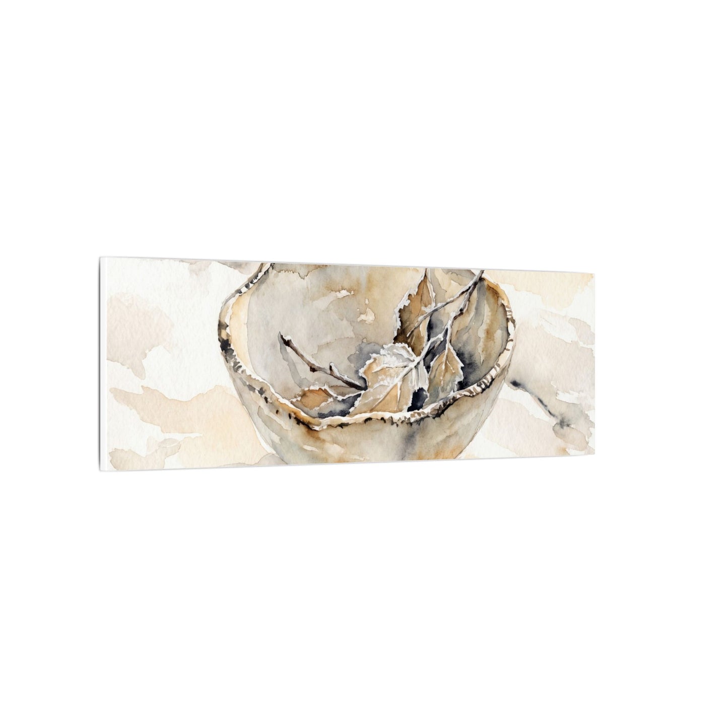 Ceramic Bowl Canvas Art | Winter Japandi Watercolor Art