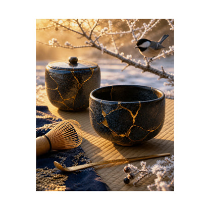 Tea Ceremony Gold Repair Wall Art Print | Philosophical Kintsugi Art