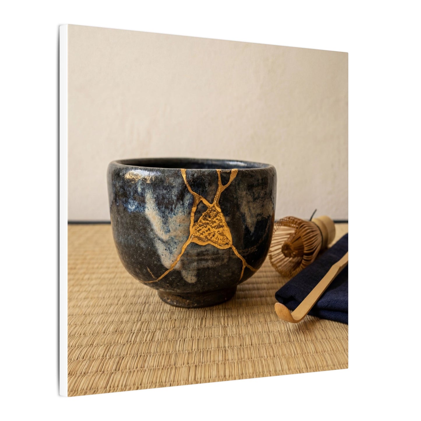Kanso Tea Ceremony Canvas Art - Kintsugi Gold Vein