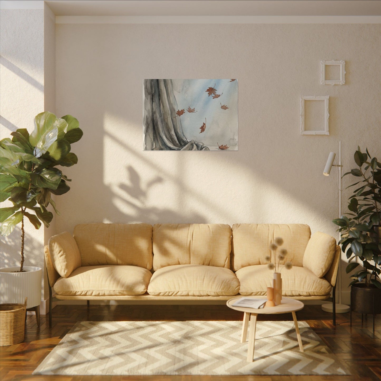 Ma Silk Drape Canvas Art - Japandi Watercolor