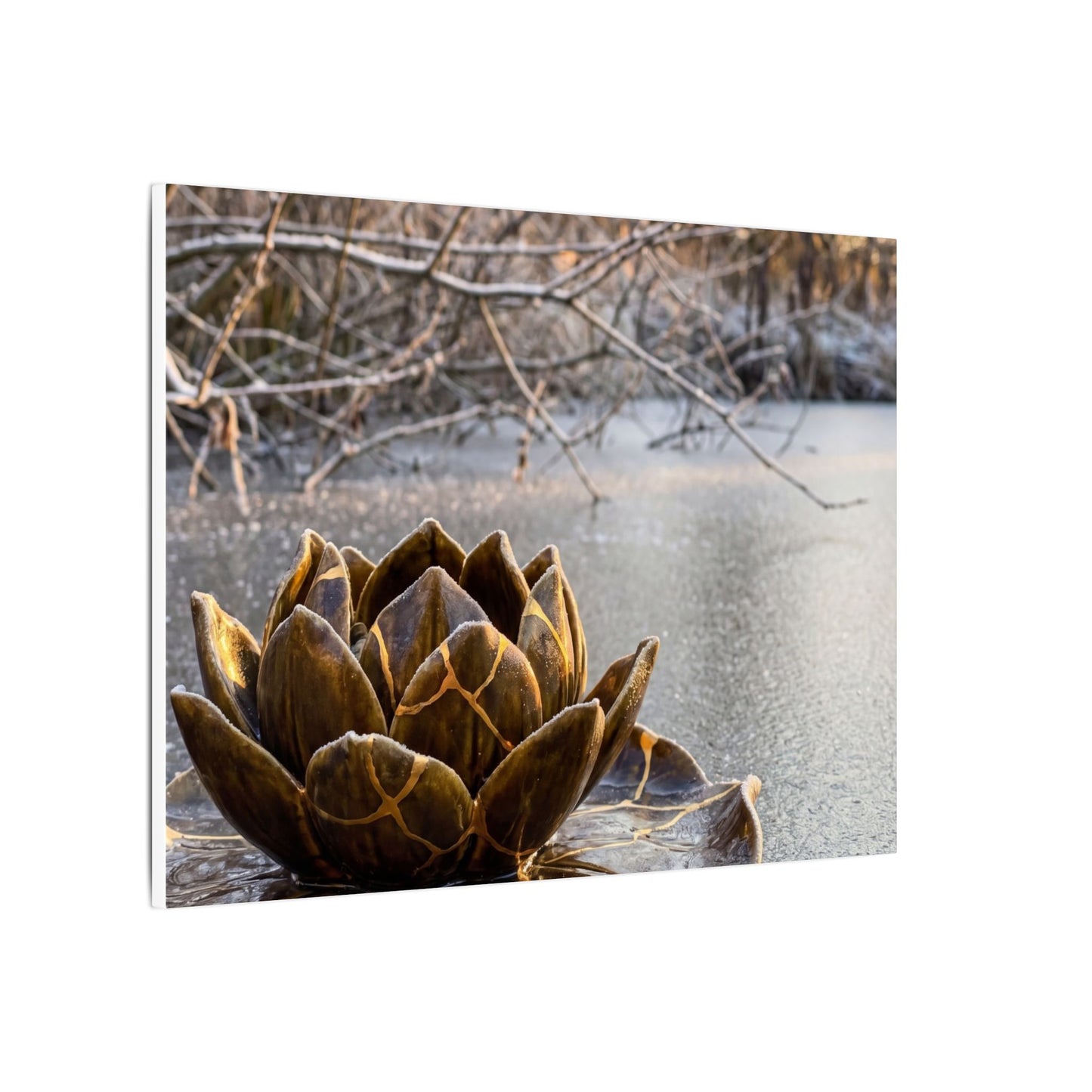 Lotus Flower Gold Repair Canvas Art | Beautiful Kintsugi Art