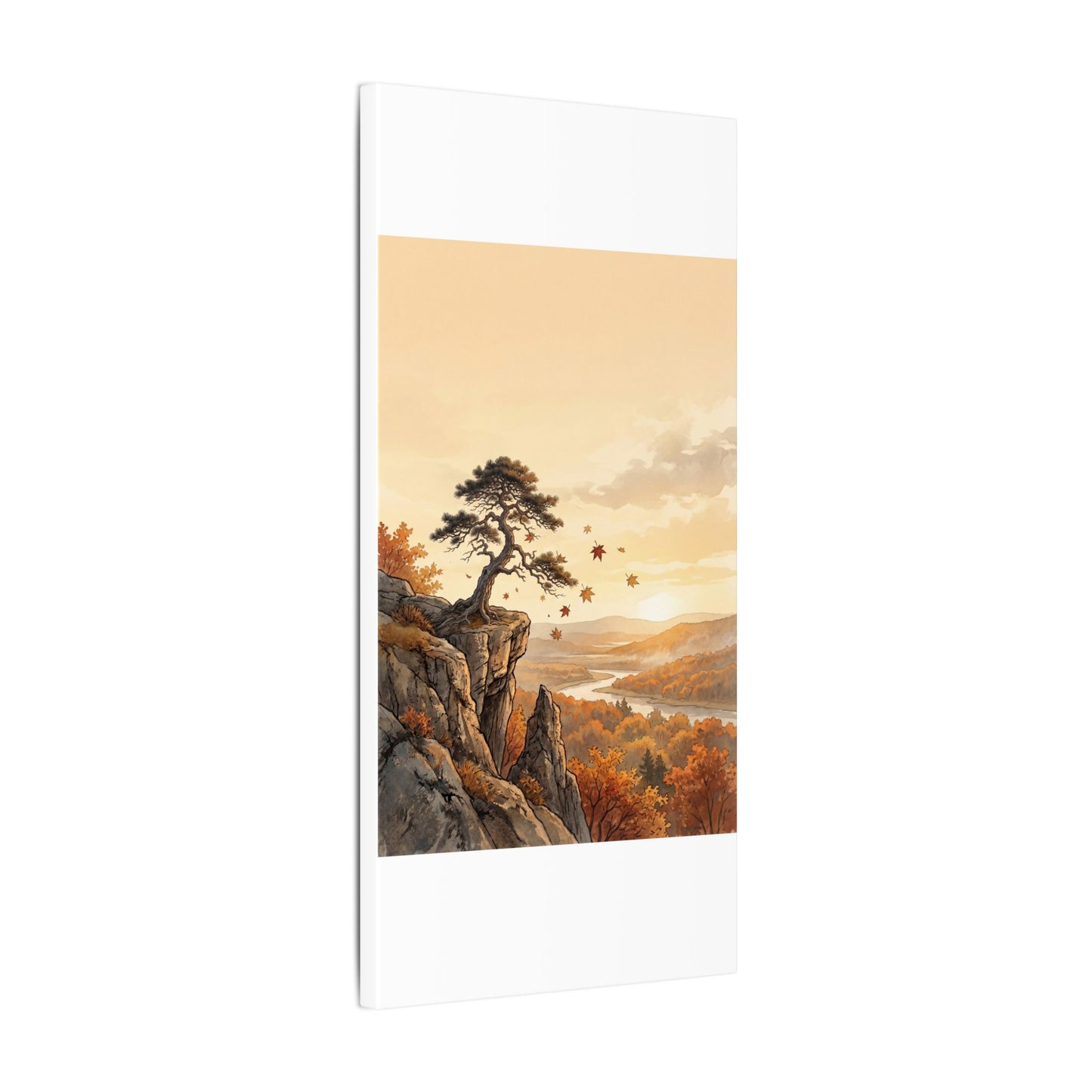 Pine Tree Autumn Canvas Art | Japandi Warm Design