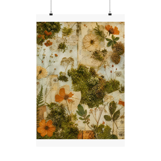 Moss Close Up Herbarium Wall Art Print | Rustic Cottagecore Art