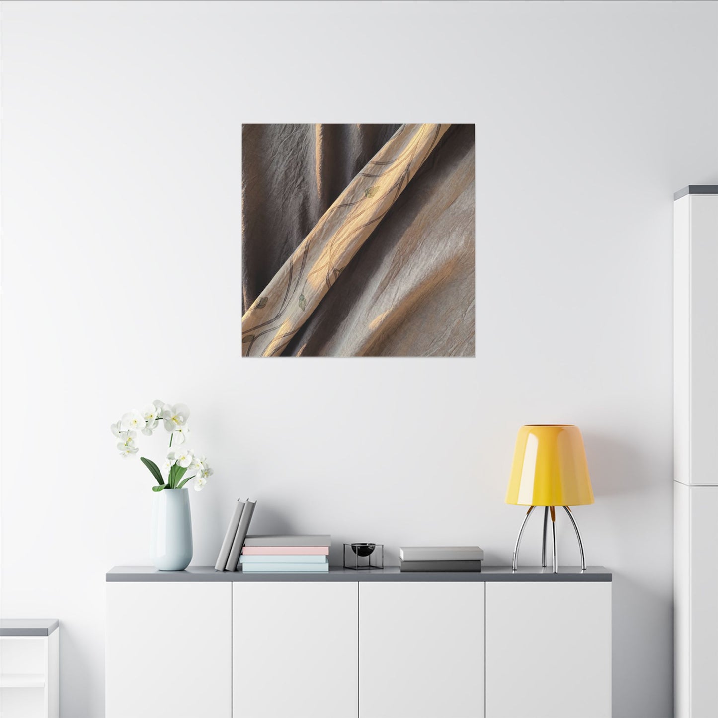 Warm Silk Drape Canvas Art - Japanese Pattern Japandi