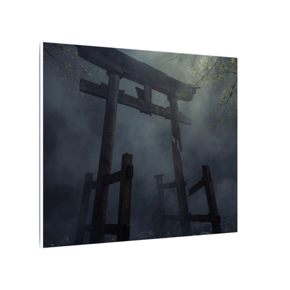Dark Japandi Torii Gate in Dappled | Moody Minimal Canvas Art
