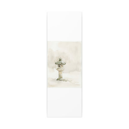 Stone Lantern Winter Canvas Art | Japandi Earthy Design
